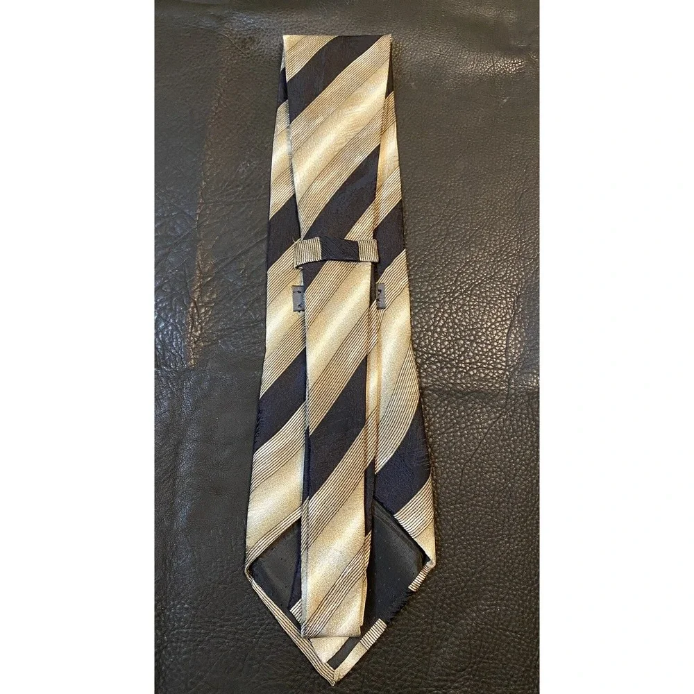 Bardelli Roma Mens Necktie Black Tan Geometric 100% Silk Made In Italy Classic